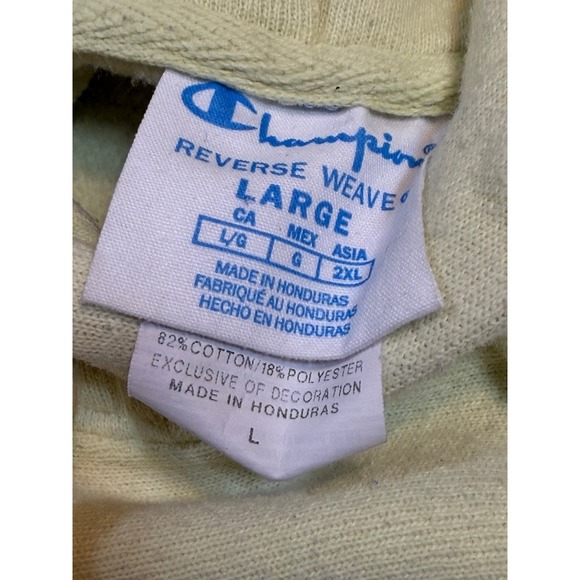 Vintage reverse weave champion hoodie.  Pastel yellow size large. - Picture 4 of 8